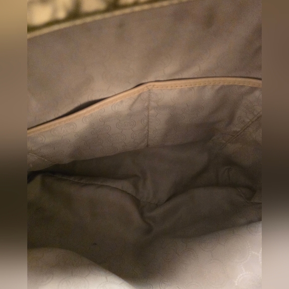 Michael Kors Jet Set Gold Metallic Mirror Tote Bag MK Logo Shoulder Purse Large - Picture 15 of 16